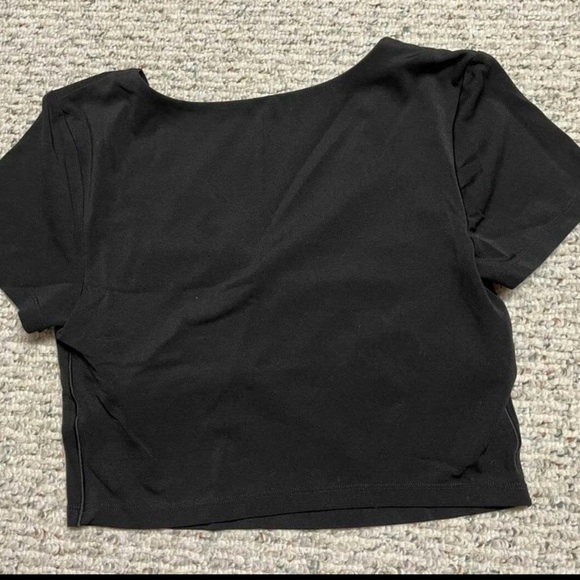 American eagle top. Grey. Large. Cropped. Black. Built in bra. Casual - Picture 2 of 5